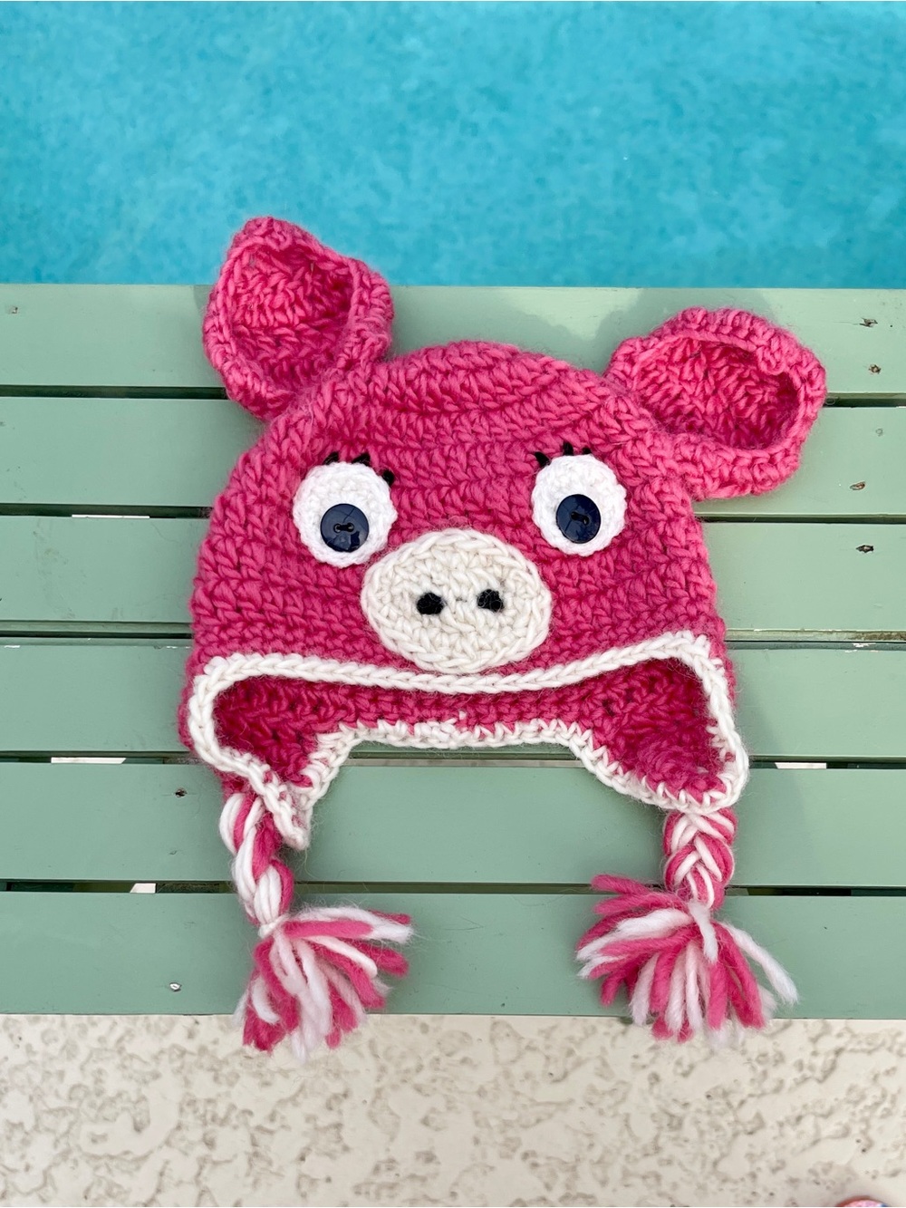 Pink Crochet Piggy Earflap Hat for baby newborn hat